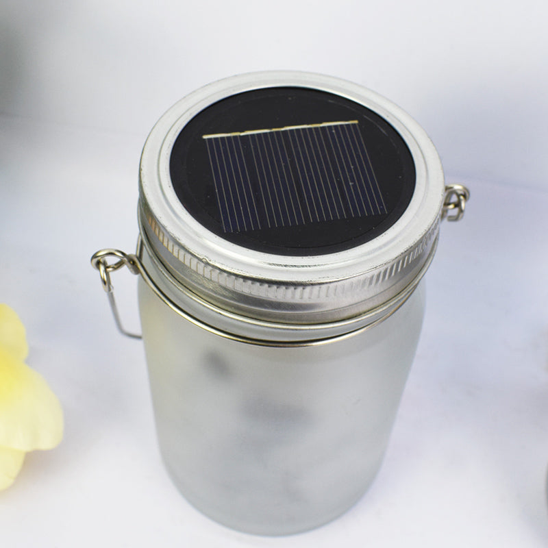 Hanging Frosted Mason Jar Solar LED Fairy Silhouette Lantern With Rope Handle And Dynamic LED String Bowlift