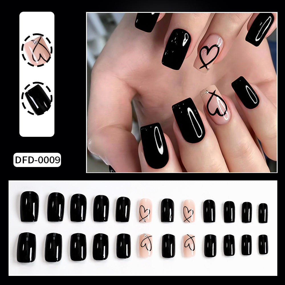 Premium Abstract Heart Press-On Nail Set Bowlift