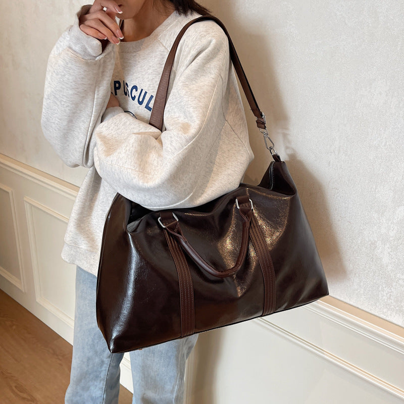 Premium Leather Weekend Duffel Bag Bowlift