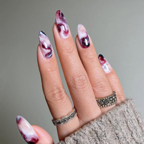 Elegant Marble Swirl Press-On Nails Bowlift