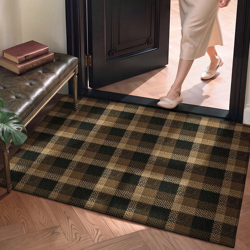 Plaid Pattern Welcome Mat Bowlift