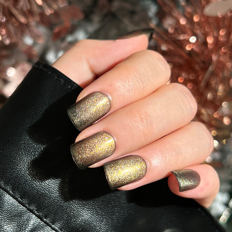 Artful Nail Extensions with Glitter and Ombre Effect Bowlift