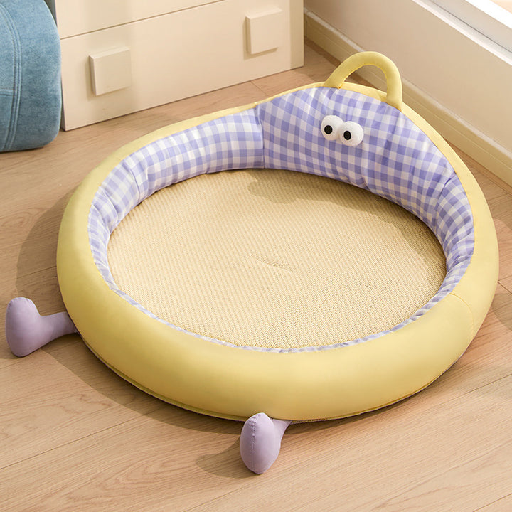 Unisex nan round padded cat and small dog bed with raised edge and sisal sleeping area Bowlift