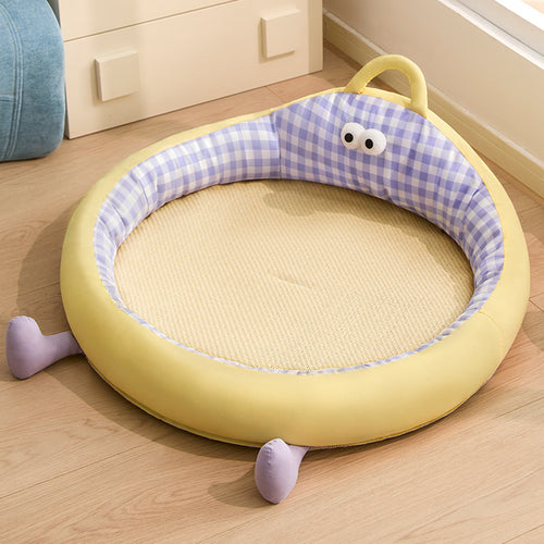 Unisex nan round padded cat and small dog bed with raised edge and sisal sleeping area Bowlift