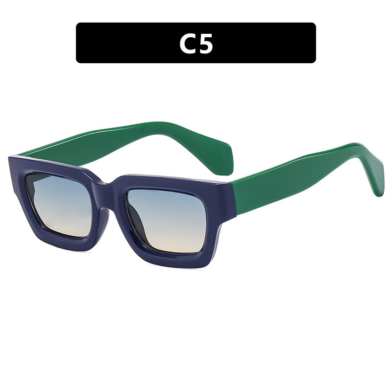 Ladies fashionable rectangular sunglasses with wide frame and protective UV filter Bowlift
