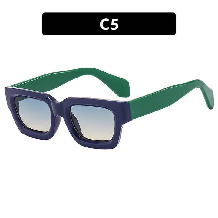 Ladies fashionable rectangular sunglasses with wide frame and protective UV filter Bowlift