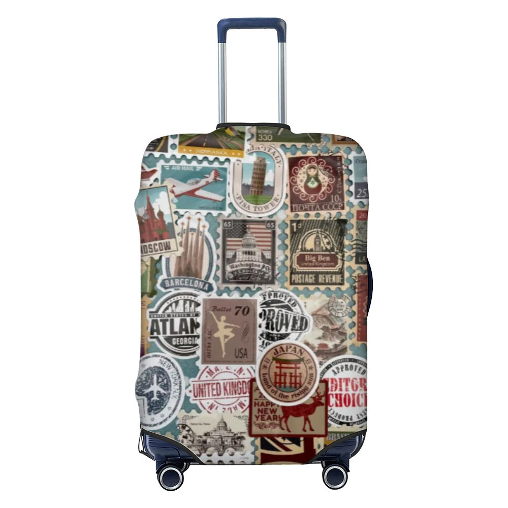 Unisex non-elastic luggage cover with graffiti print and zipper opening, stretchable protective cover with non-slip inner fastening Bowlift