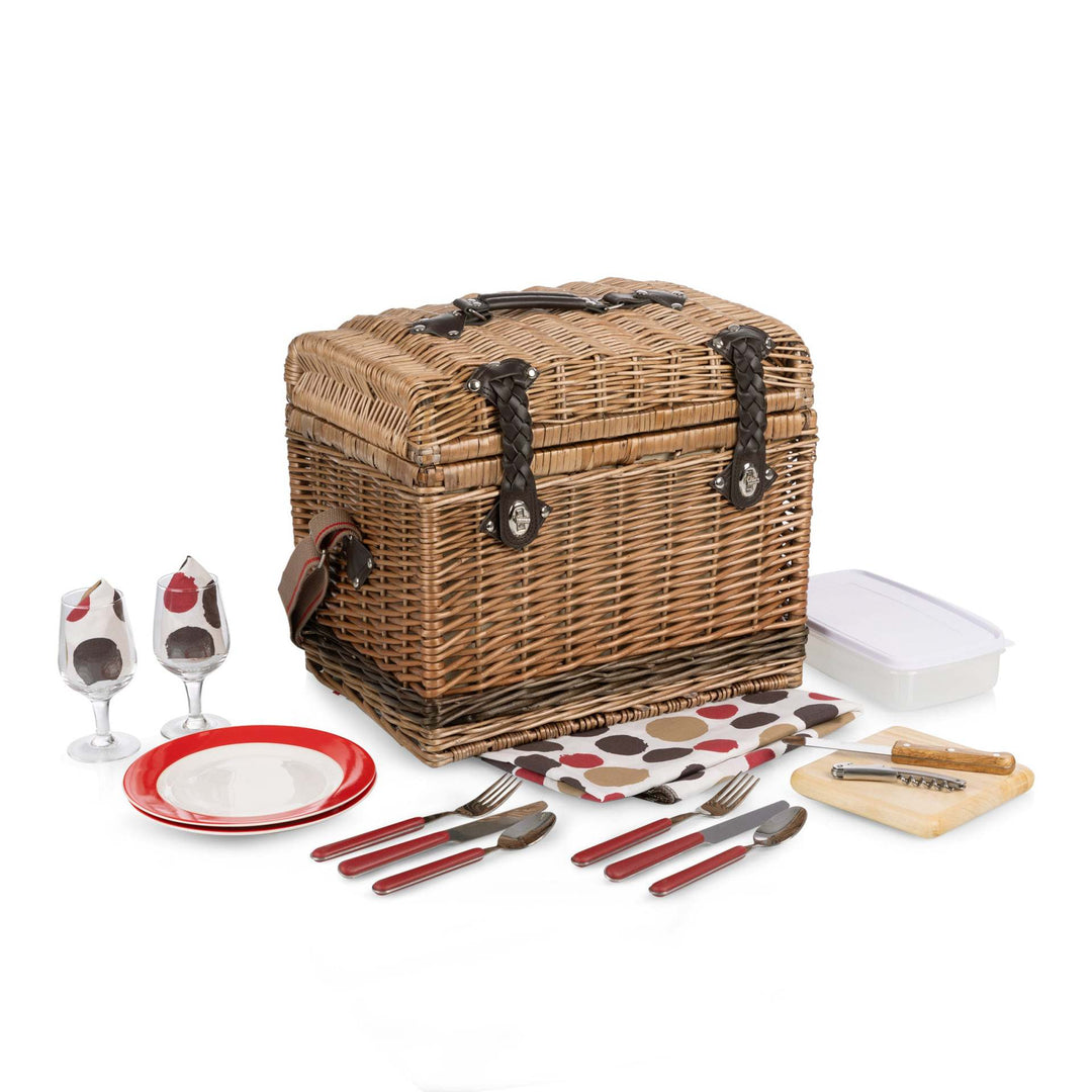 Ladies High-Quality Picnic Basket with Durable Leather Handles Bowlift
