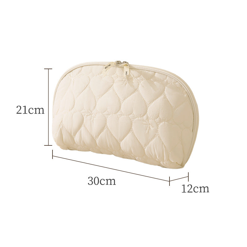 Heart-Quilted Makeup Pouch Bowlift