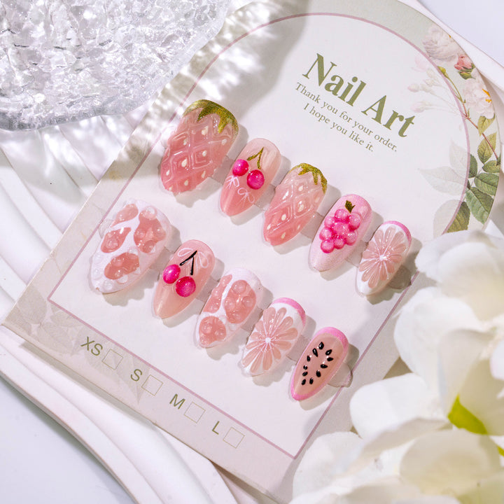 Artistic Fruit-Inspired Press-On Nail Set Bowlift