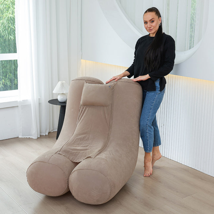 Women's Ergonomic Inflatable Relax Lounge Chair with Headrest Bowlift