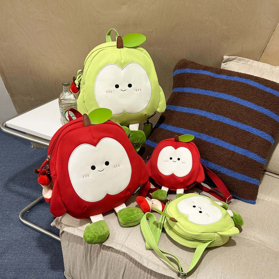 Plush Backpack in Cheerful Apple Design Bowlift