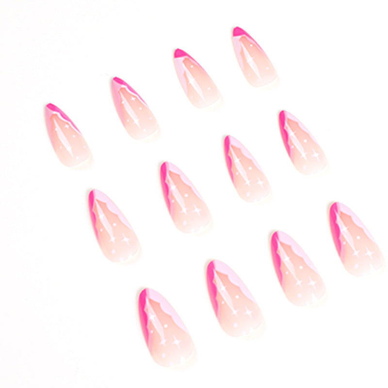 Artificial nail extensions with elegant glitter accent Bowlift