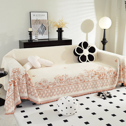 Elegant Floral Patterned Sofa Throw Blanket