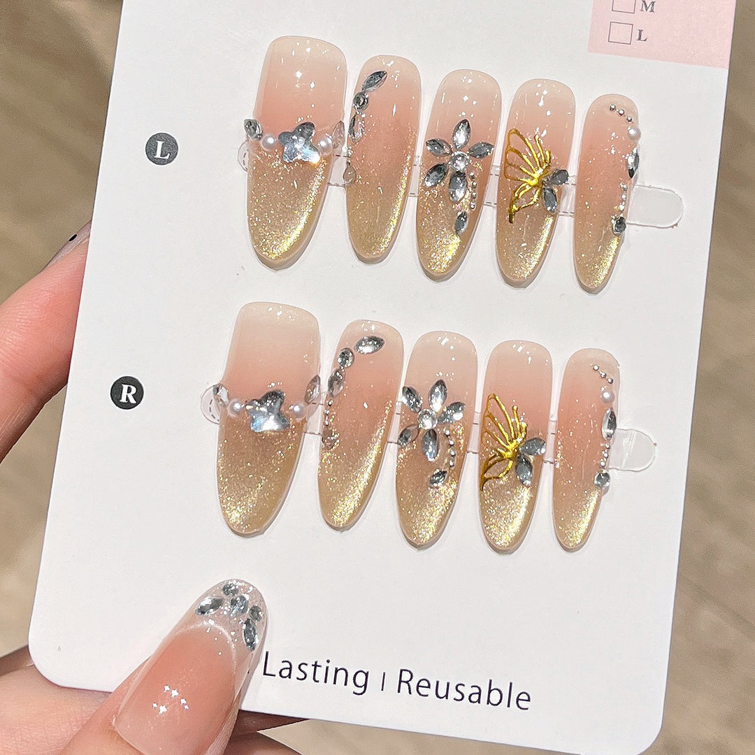 3D Embellished Press-On Nail Art Set Bowlift
