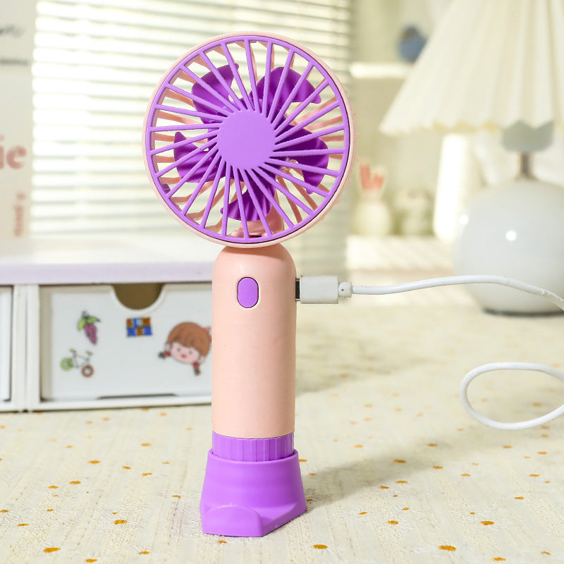 Women's Portable Hand Fan with USB Charging Station Bowlift