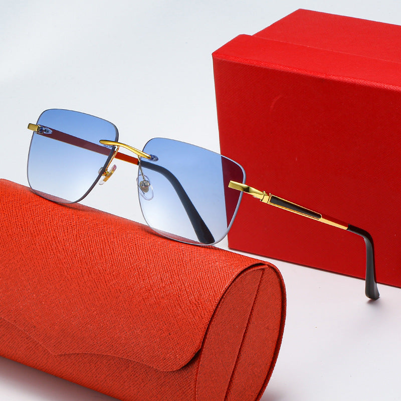 Women's fashionable rectangular semi-rimmed sunglasses with innovative design Bowlift