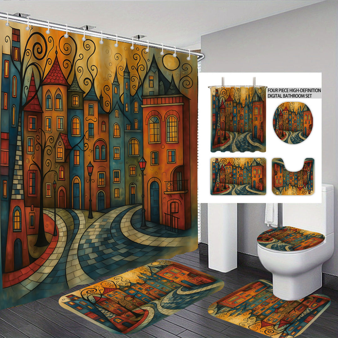 Artistic Cat-Theme Bathroom Decor Set Bowlift