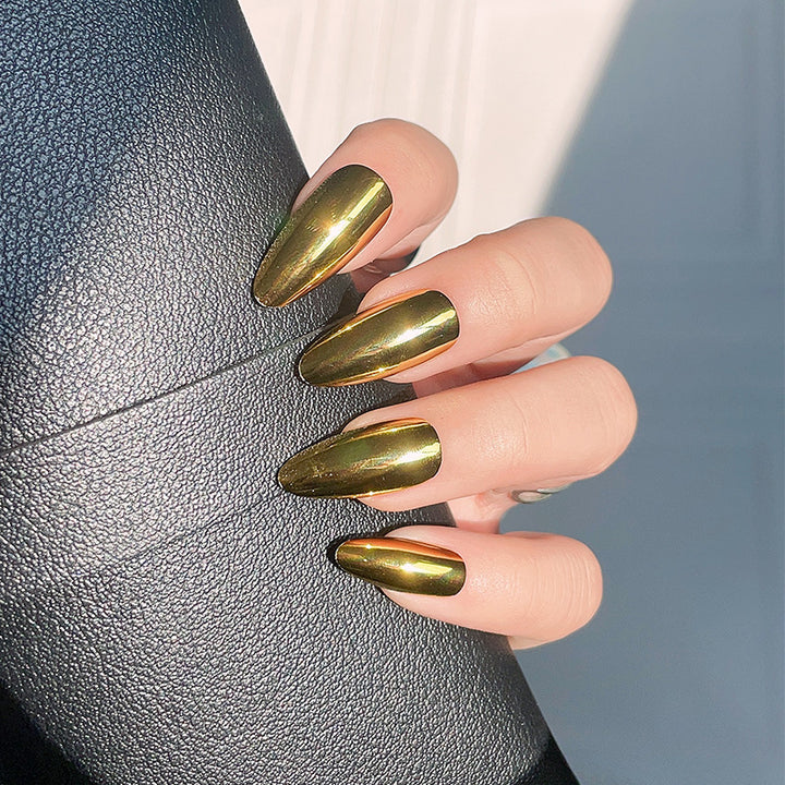 Elegant Metallic Stiletto Press-On Nails Bowlift