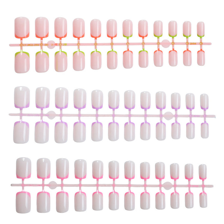 Vibrant Neon French Tip Press-On Nails Bowlift