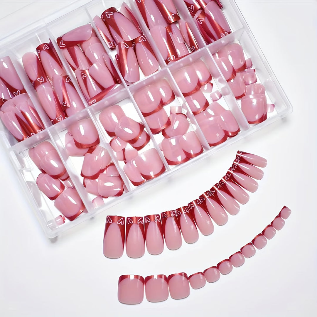 Heart-Design Press-On Nail Art Bowlift