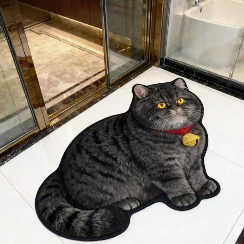 Cat-Shaped Plush Bath Mat