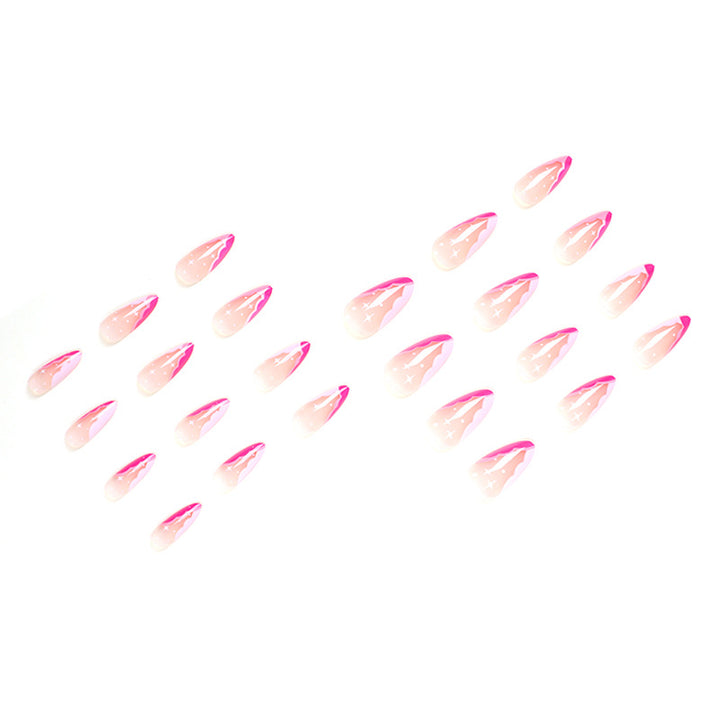 Artificial nail extensions with elegant glitter accent Bowlift