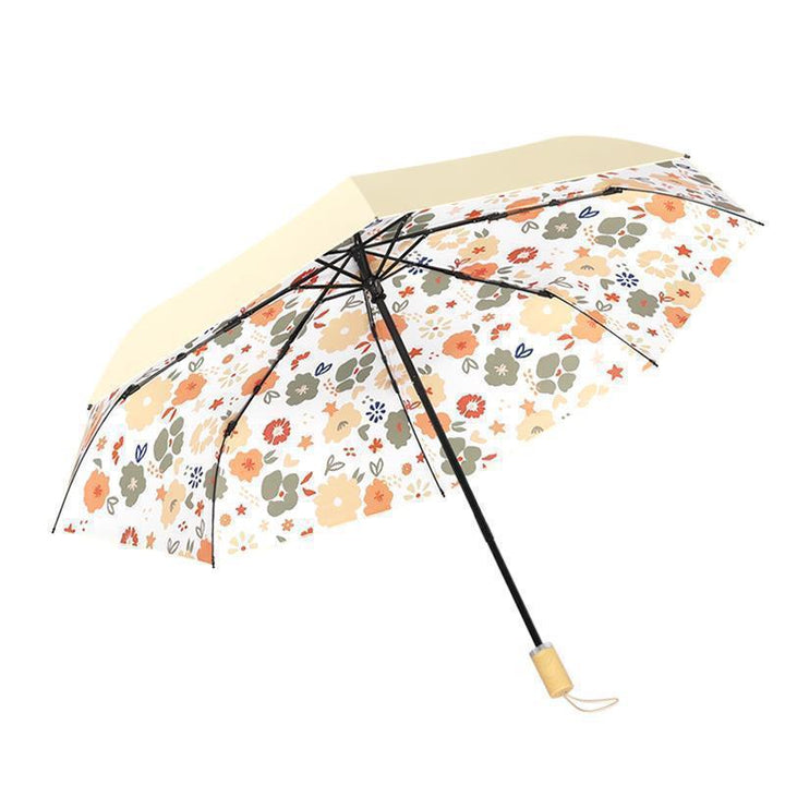 Ladies Artistic Folding Umbrella with Floral Patterns Bowlift