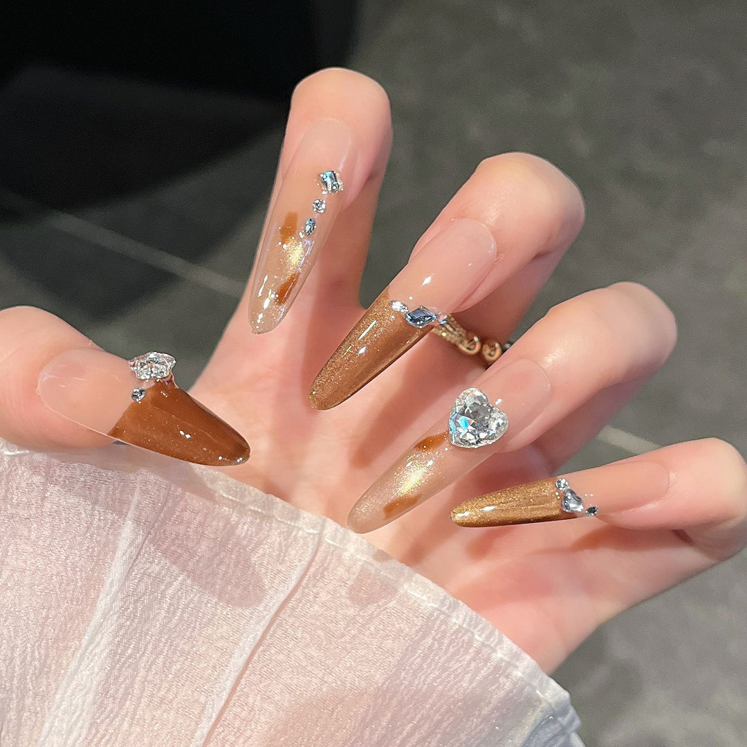 Elegant Floral Design Press-On Nail Extensions Bowlift