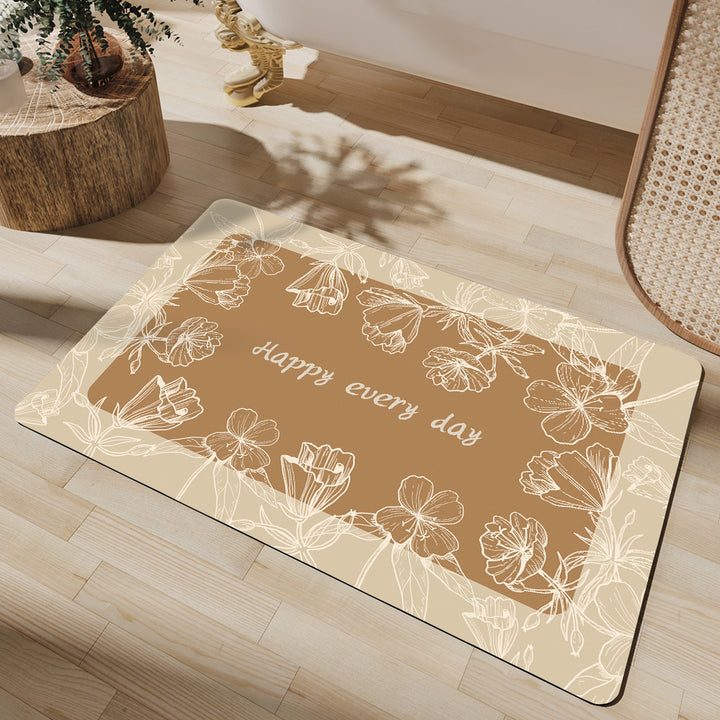 Floral Print Bath Mat Bowlift