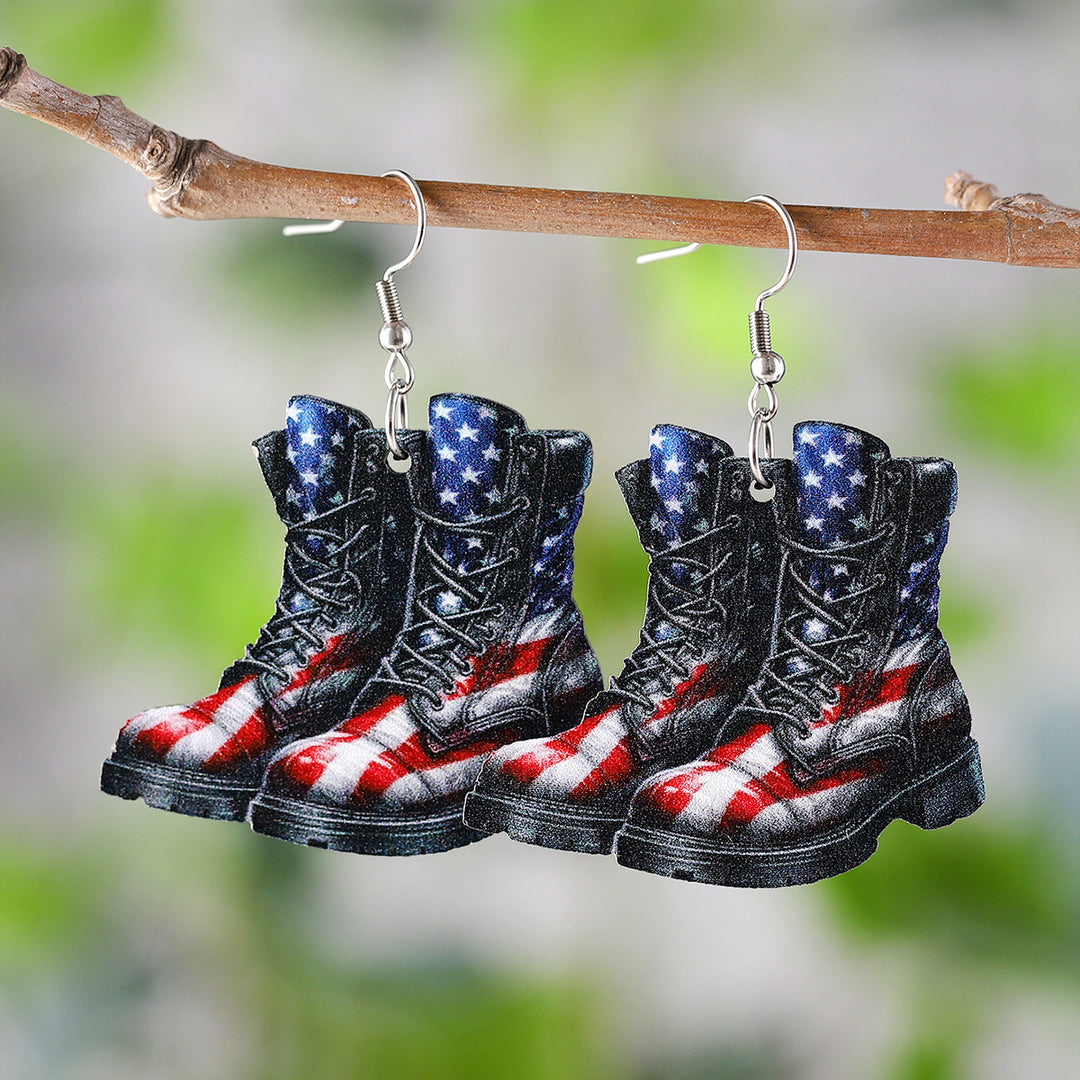 Ladies leather boot charm earrings made of lightweight wood with fish hook closure Bowlift