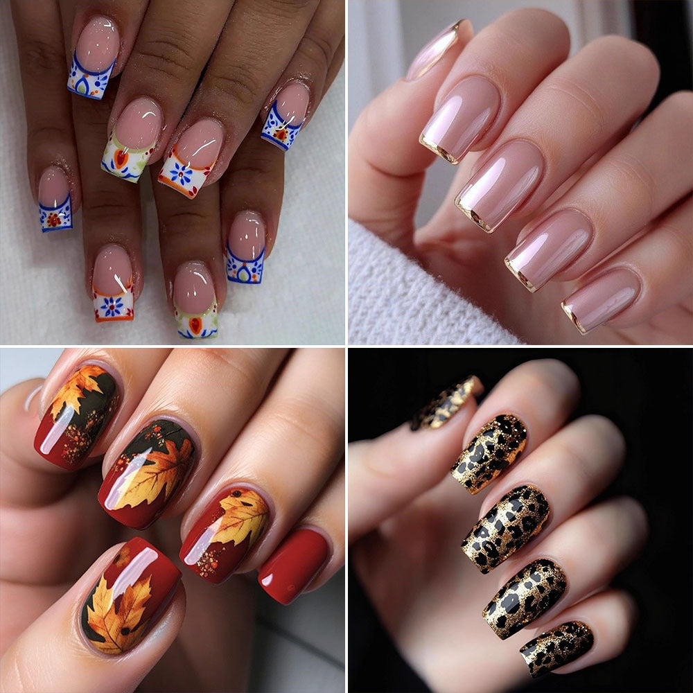 Elegant Artificial Nails with French Manicure and Glitter Effects Bowlift