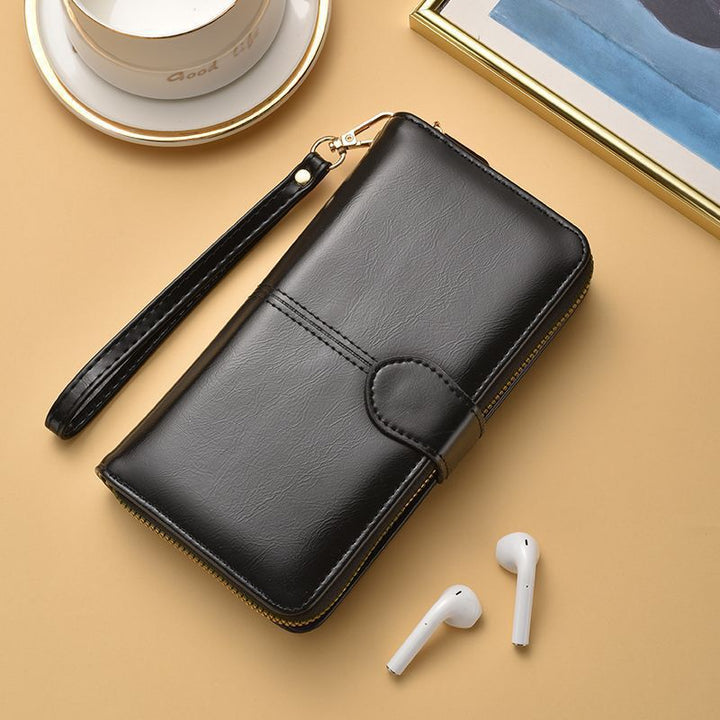 Slim Double-Zippered Wallet with Wrist Strap Bowlift
