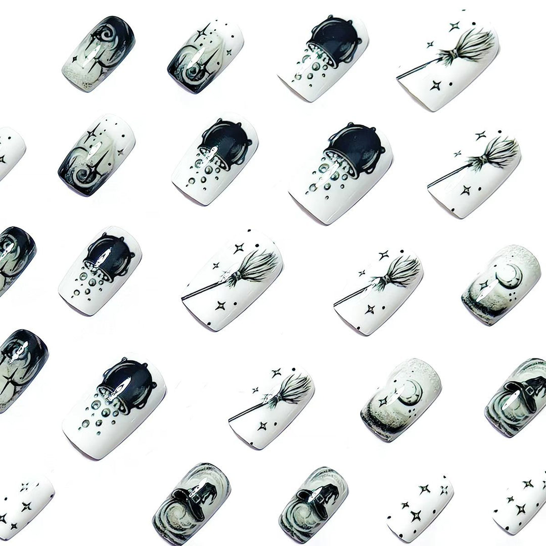 Creative acrylic nails with witch motifs Bowlift