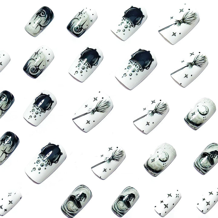 Creative acrylic nails with witch motifs Bowlift