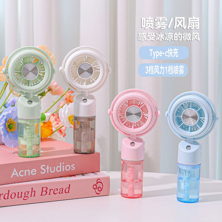 Ladies portable mini fan with integrated misting function Bowlift