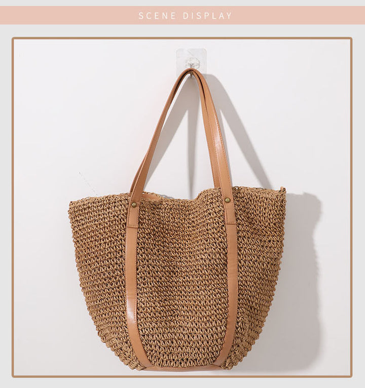Large Braided Tote Bag with Adjustable Straps Bowlift
