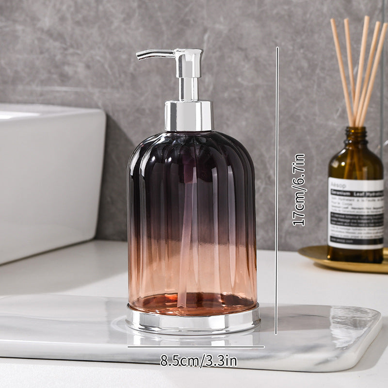 Ribbed Glass Soap Dispenser with Gold Pump Refillable Lotion Bottle Bowlift