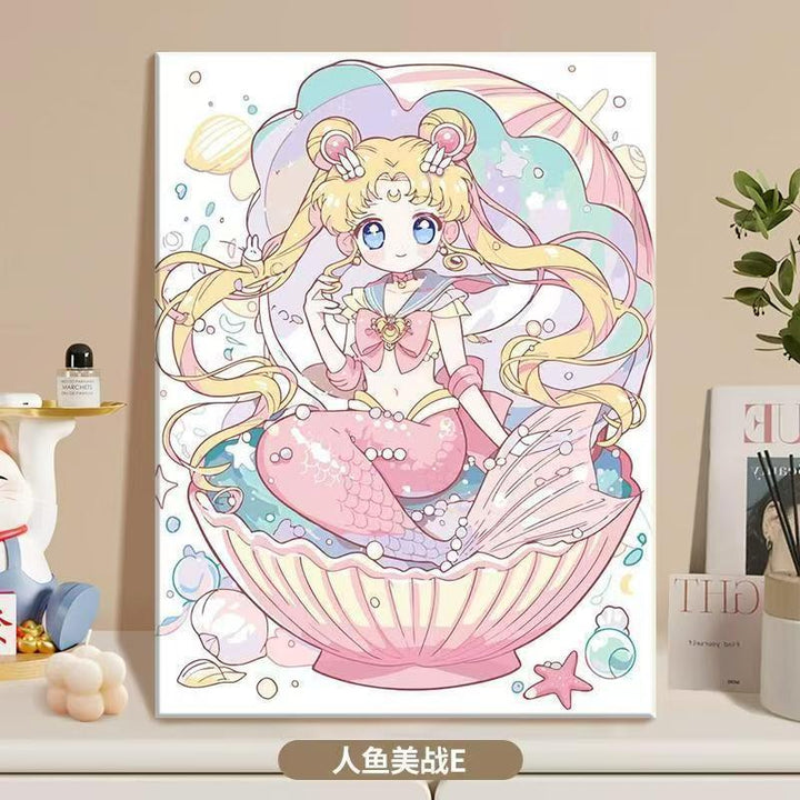 Anime-Inspired Mermaid Illustration Canvas Art Bowlift