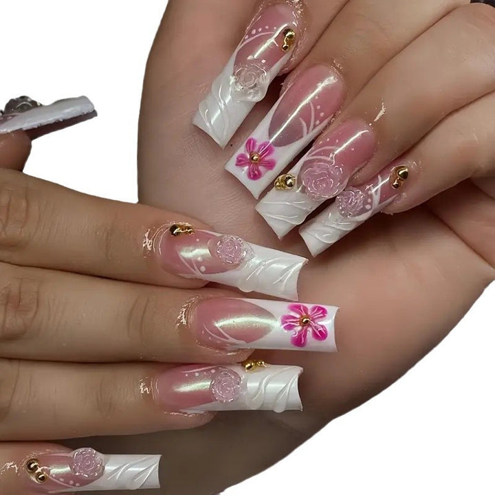 Elegant Floral Acrylic Nail Enhancements Bowlift 1789447194