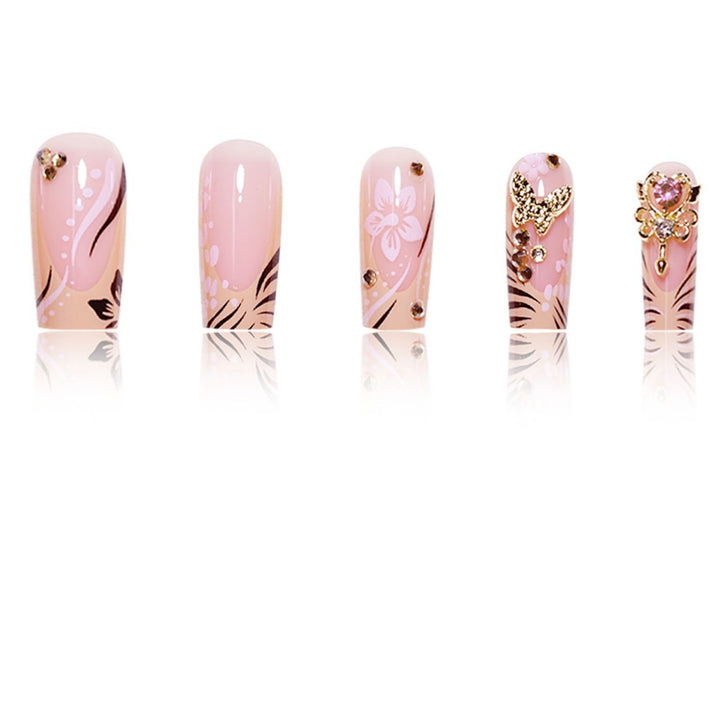 Artistic Floral Embellished Press-On Nails Bowlift
