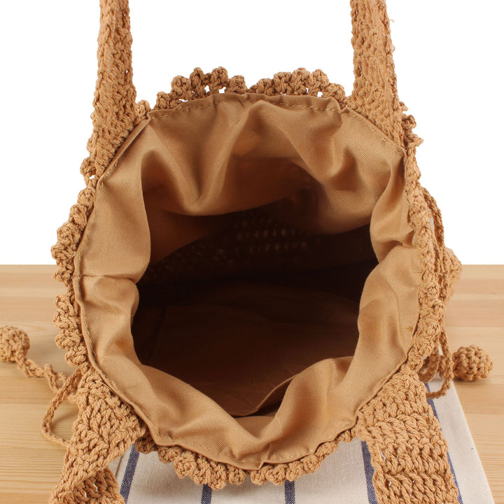 Macrame Shopper Bag with Decorative Drawstring Bowlift