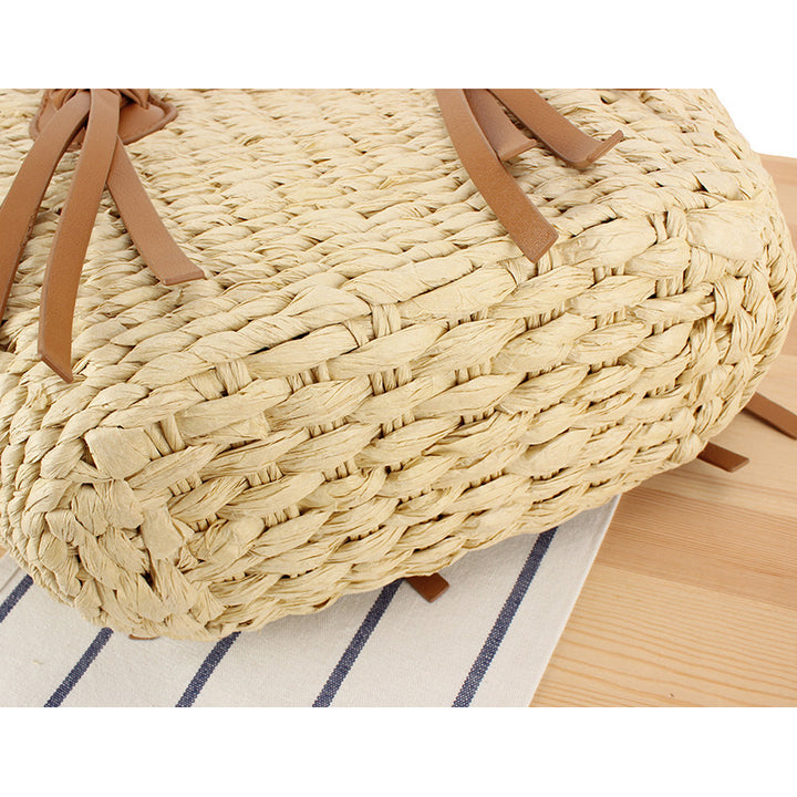 Braided beach bag with leather handles Bowlift
