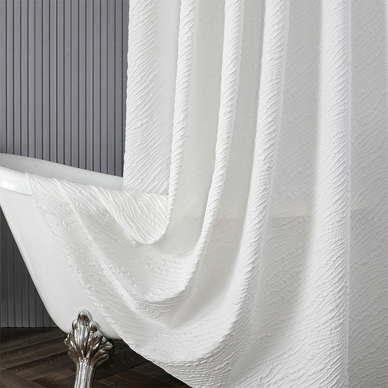 Textured Leaf Motif Shower Curtain Bowlift