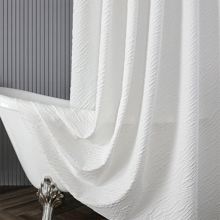 Textured Leaf Motif Shower Curtain Bowlift