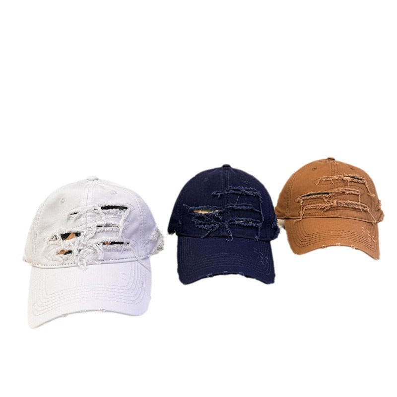 Men's Distressed Denim Baseball Cap Bowlift