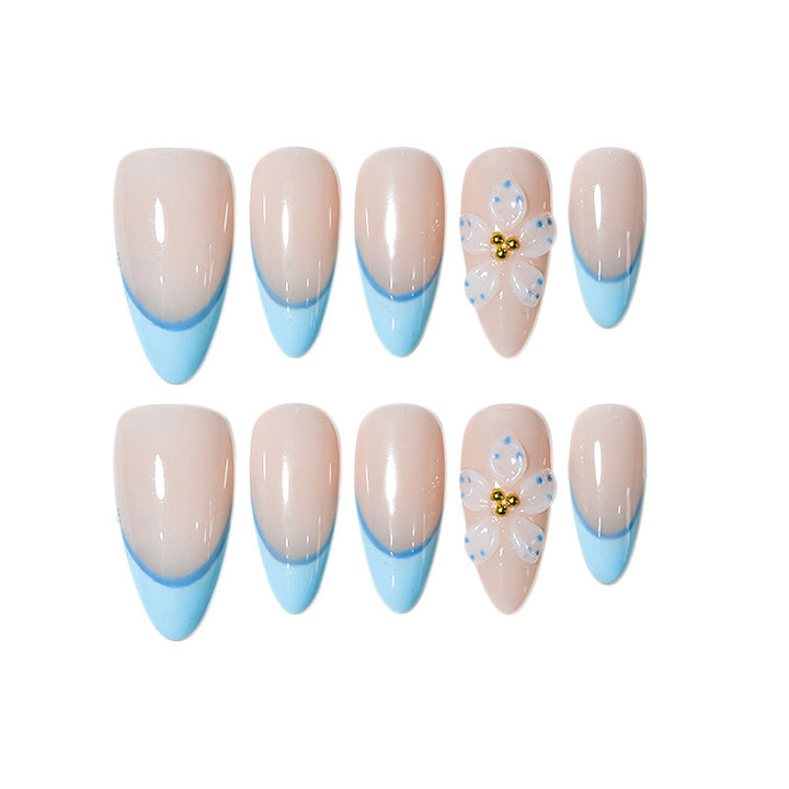Artistic French Tip Press-On Nails Bowlift