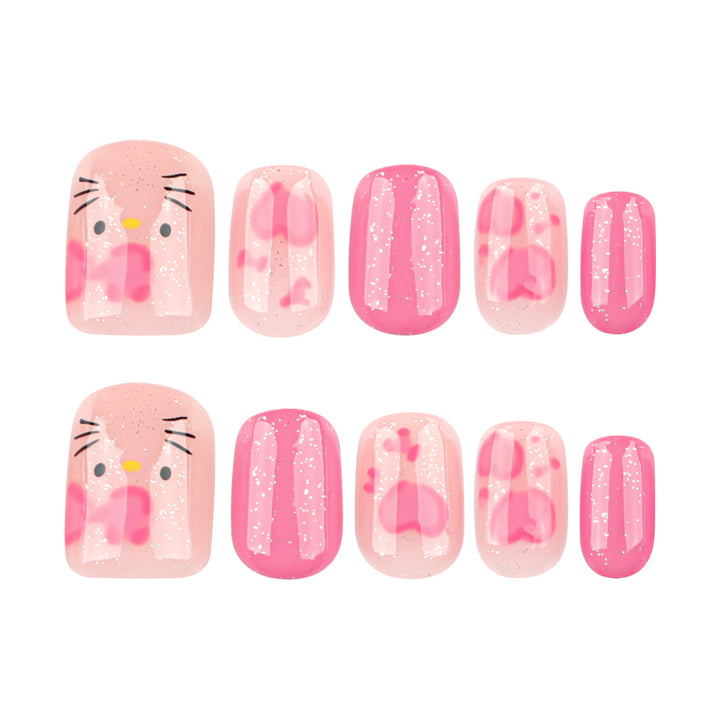 Artificial nail art with cute animal and heart motifs Bowlift