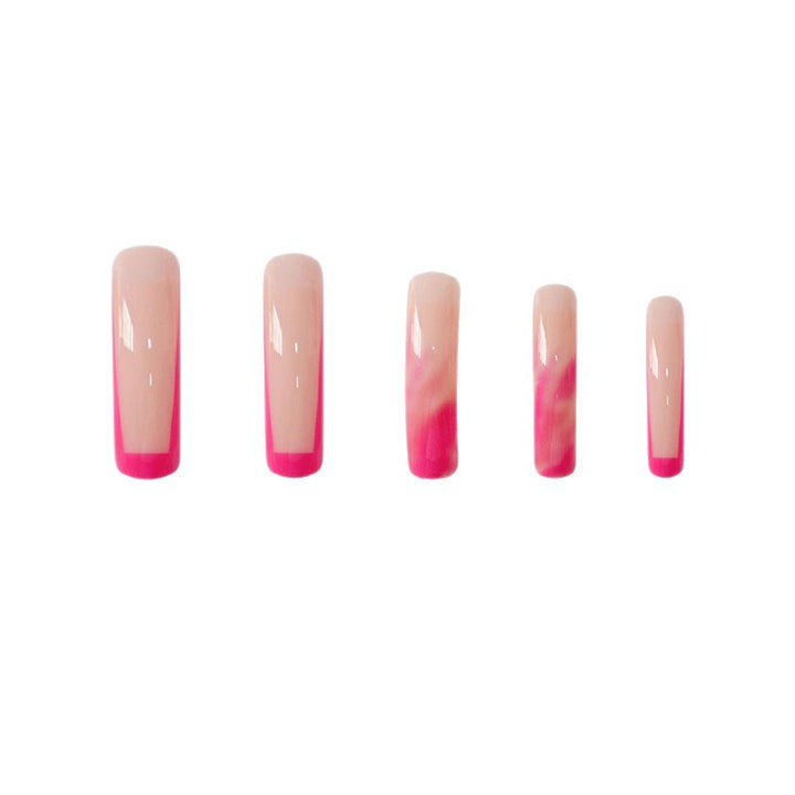 Trendy Long Marble Effect Press-On Nails Bowlift