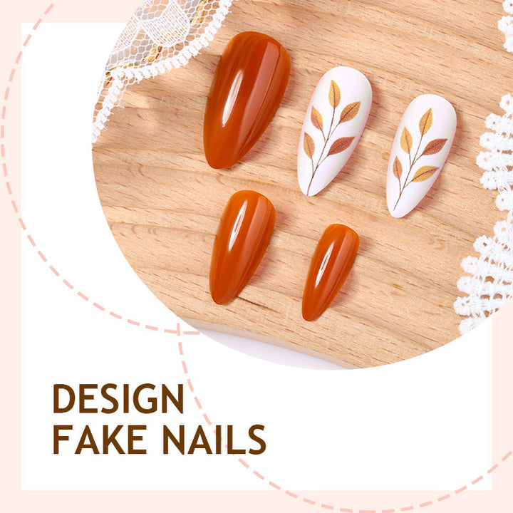 Artificial Nail Set with Elegant Leaf Designs Bowlift